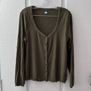 Olive Green Long-sleeve Top